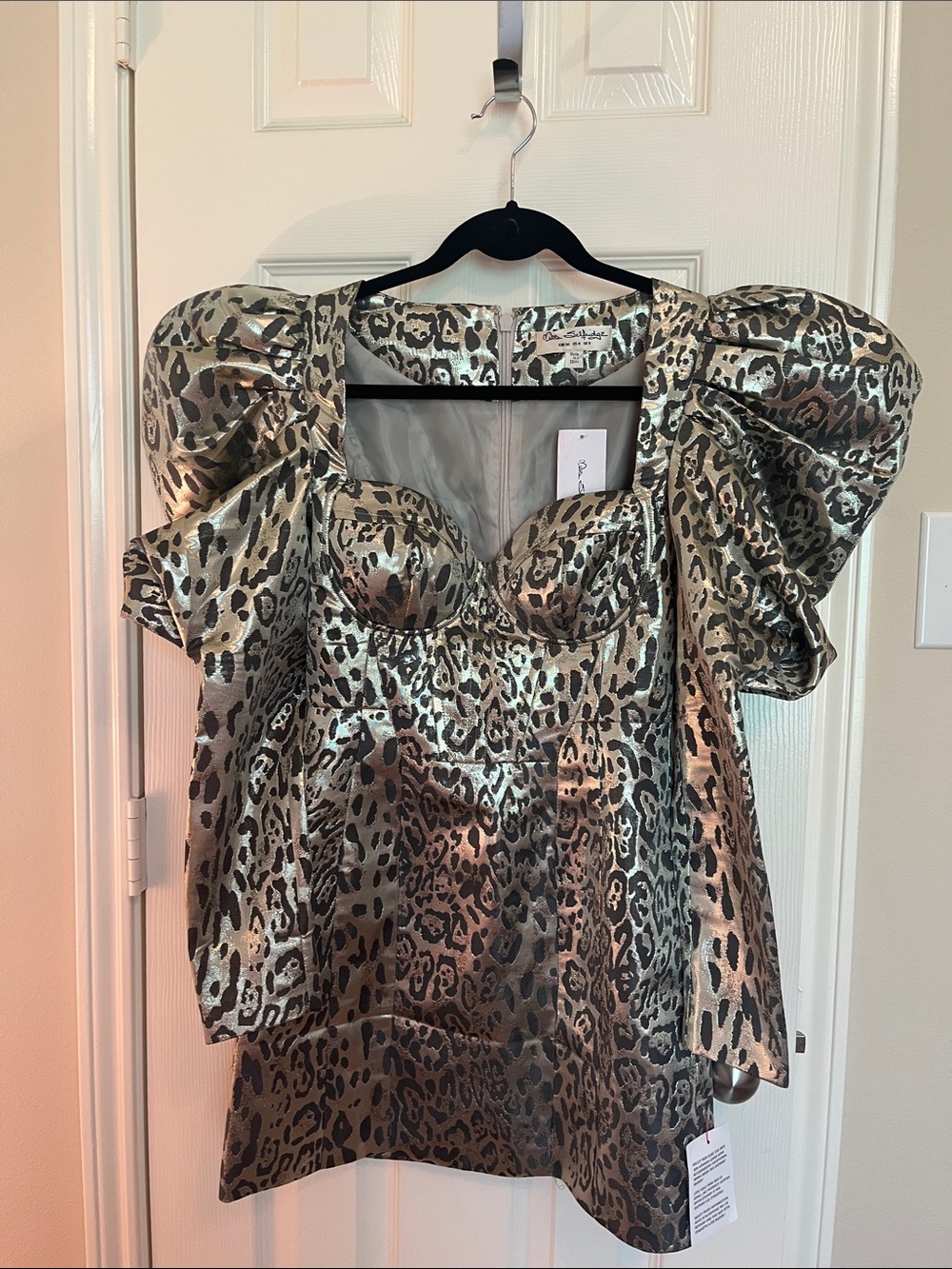 NWT Miss Selfridge Metallic Leopard Mini Dress